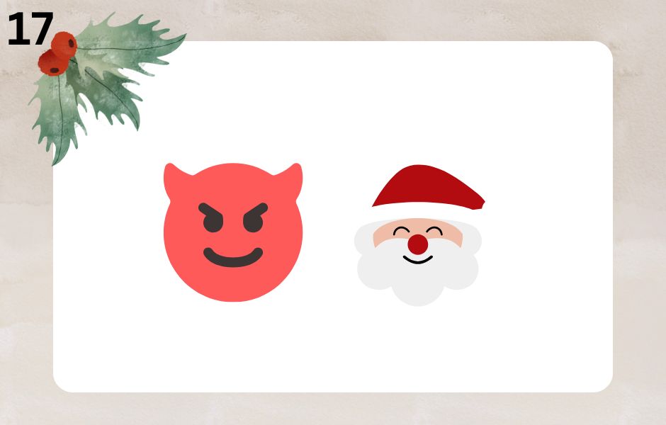 A red devil Face. Santa's Face.